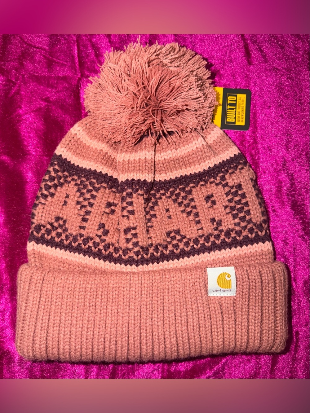 Carhartt Two-Tone Pink Pom Pom Beanie